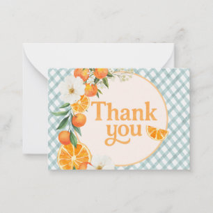A Little Cutie Orange Baby Shower Thank You Note Card