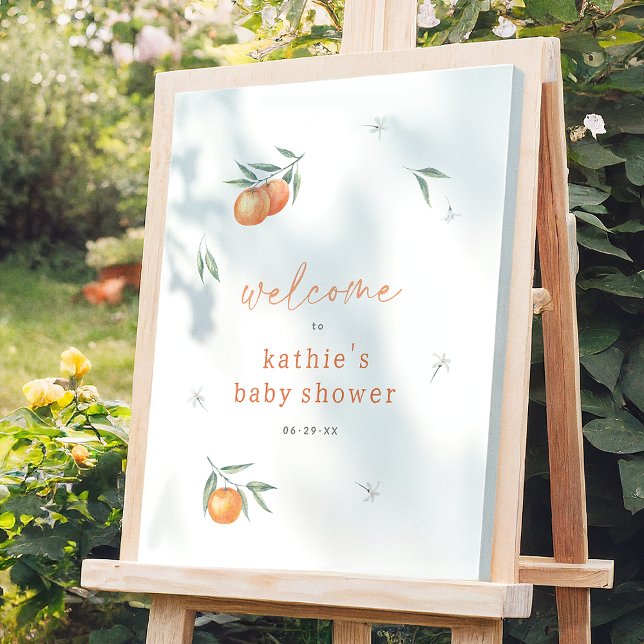 A Little Cutie Orange  Baby Shower Welcome Sign (Creator Uploaded)
