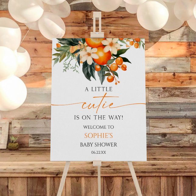 A Little Cutie Orange Baby Shower Welcome Sign (Creator Uploaded)