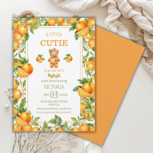 A Little Cutie Orange Bear Baby Shower Invitation