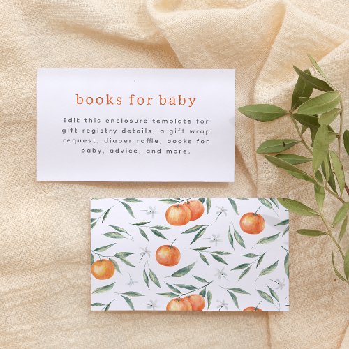 A Little Cutie Orange Citrus Baby Shower Enclosure Card