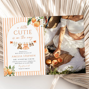 A Little Cutie Orange Citrus Baby Shower Photo Invitation