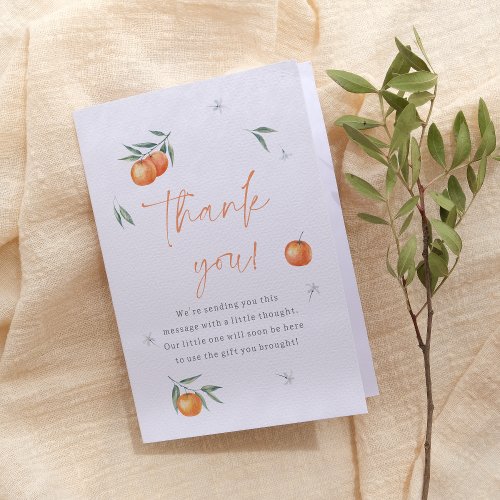 A Little Cutie Orange Citrus Baby Shower Thank You Card