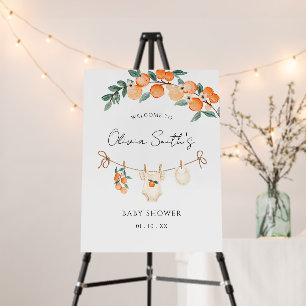 A Little Cutie Orange Citrus Baby Shower Welcome Foam Board