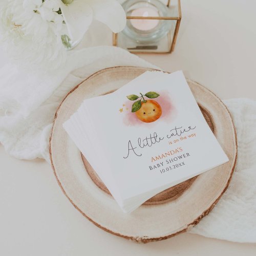 A Little Cutie Orange Clementine Baby Shower Napkins