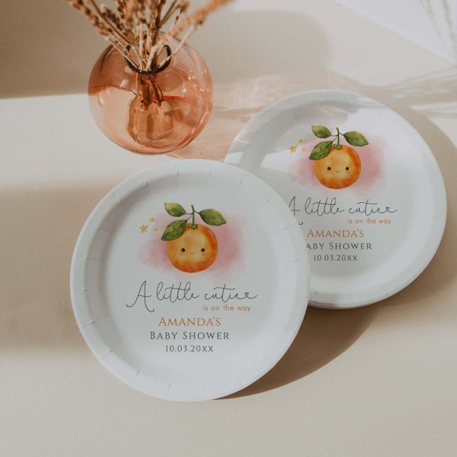 A Little Cutie Orange Clementine Baby Shower Paper Plates (Creator Uploaded)