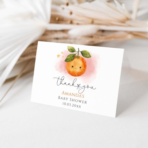 A Little Cutie Orange Clementine Baby Shower  Thank You Card