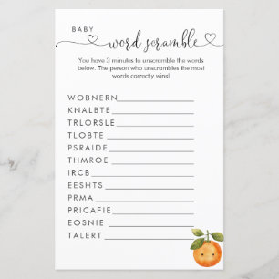 A Little Cutie Orange Clementine Word Scramble