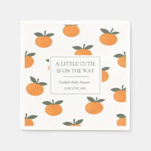 A Little Cutie Orange Gender Neutral Baby Shower Napkins