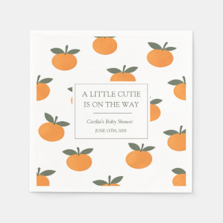 A Little Cutie Orange Gender Neutral Baby Shower Napkins