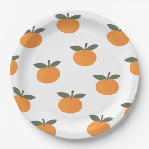 A Little Cutie Orange Gender Neutral Baby Shower Paper Plates