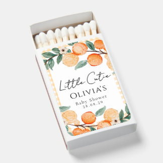 A Little Cutie Orange Gingham Citrus Baby Shower Matchboxes