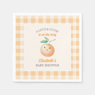 A Little Cutie Orange Gingham Citrus Baby Shower Napkins