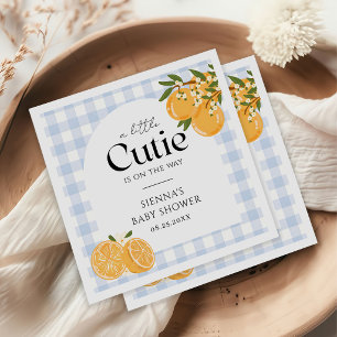 A Little Cutie Orange Gingham Citrus Baby Shower Napkins