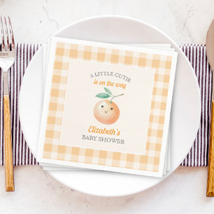 A Little Cutie Orange Gingham Citrus Baby Shower Napkins