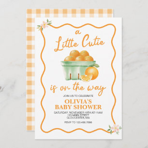 A Little Cutie orange plaid Baby Shower Invitation