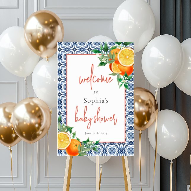A little Cutie Orange Positano Baby Shower Welcome Foam Board (Creator Uploaded)