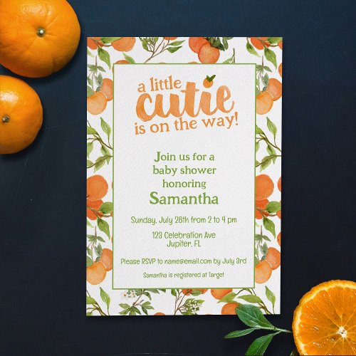 A Little Cutie Orange_Themed Baby Shower Invitation