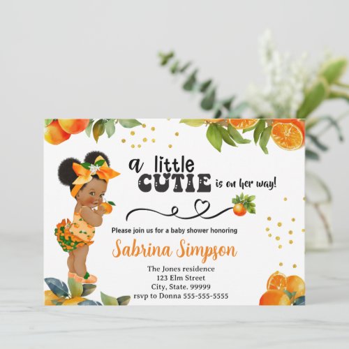 A Little Cutie Orange Themed Baby Shower  Invitation