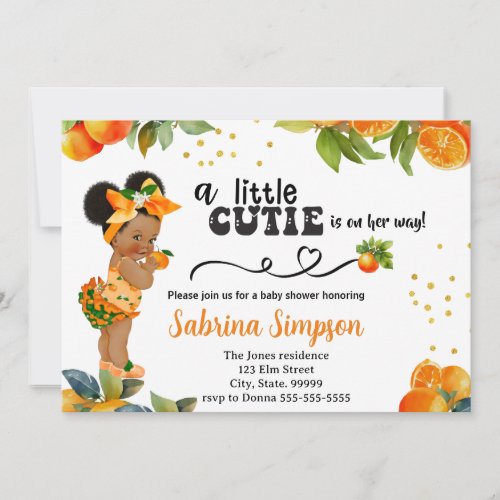 A Little Cutie Orange Themed Baby Shower  Invitation