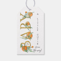 A Little Cutie Orange Typography Baby Shower Gift Tags