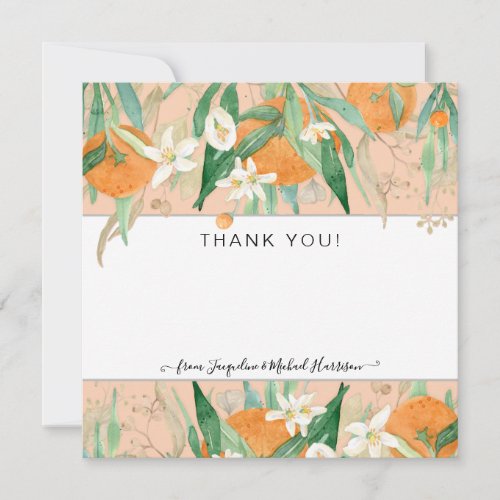 A Little Cutie Oranges Eucalyptus Baby Thank You Invitation