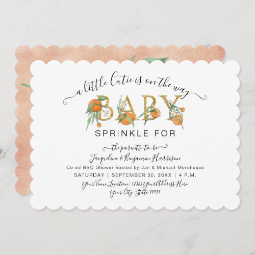 A Little Cutie Oranges Watercolor Baby Shower Invitation