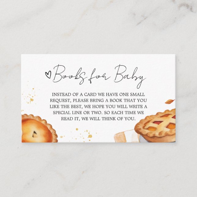 A Little Cutie Pie Baby Shower Books for Baby Enclosure Card (Front)