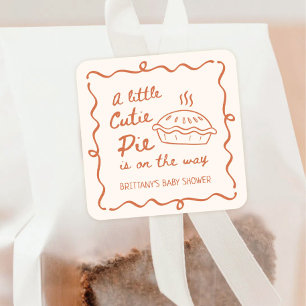 A Little Cutie Pie Baby Shower Favor Square Sticker