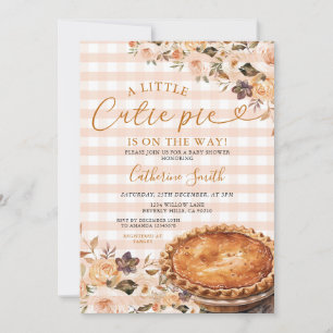 A little Cutie Pie Baby Shower Gingham Fall Floral Invitation