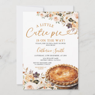 A little Cutie Pie Baby Shower Pumpkin Fall Floral Invitation