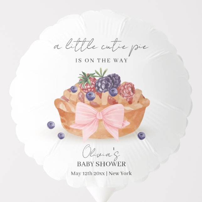 A Little Cutie Pie Berry Bow Baby Shower Balloon (Front)