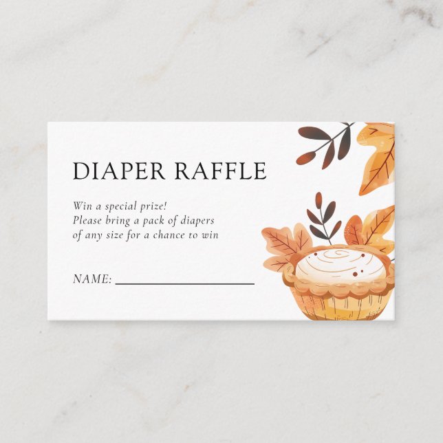 A Little Cutie Pie Fall Baby Shower Diaper Raffle Enclosure Card (Front)