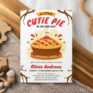 A Little Cutie Pie Fall Cherry Pie Baby Shower Invitation