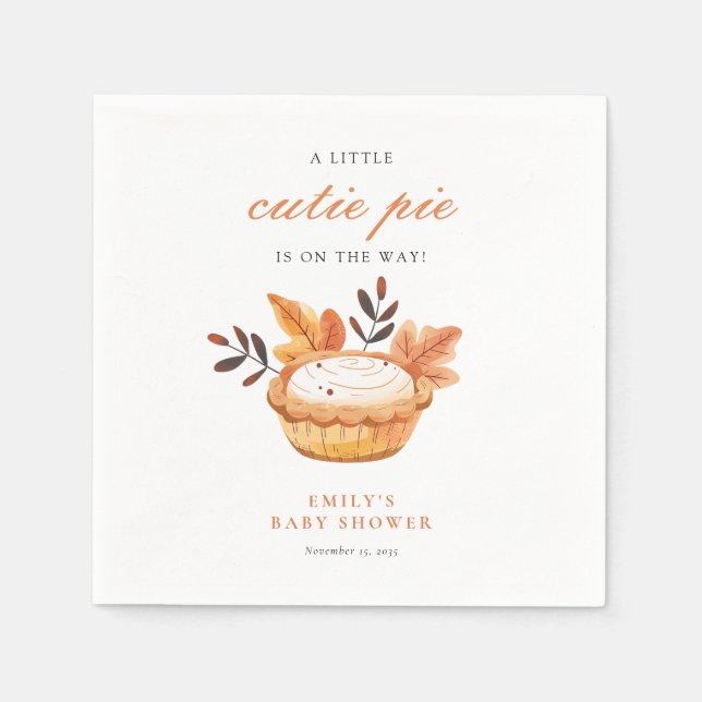 A Little Cutie Pie Fall Floral Baby Shower Napkins (Front)