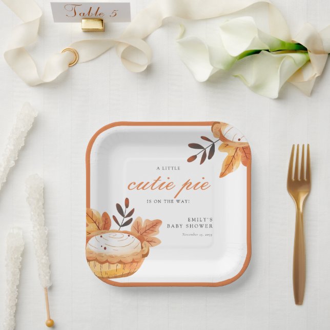 A Little Cutie Pie Fall Floral Baby Shower Paper P Plates (Wedding)