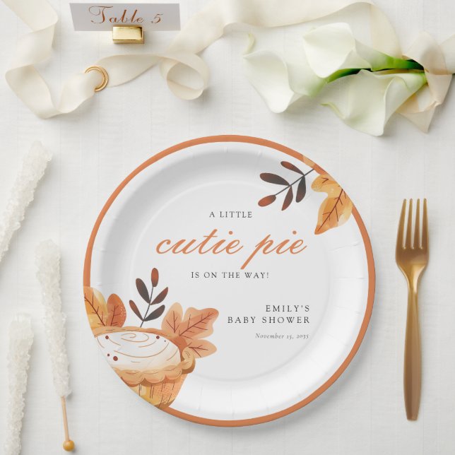 A Little Cutie Pie Fall Floral Baby Shower Paper Plates (Wedding)