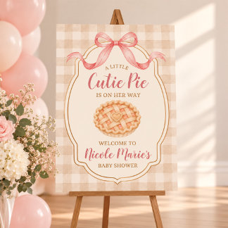A Little Cutie Pie Fall Gingham Welcome sign