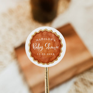 A Little Cutie Pie Fall Pumpkin Baby Shower Classic Round Sticker