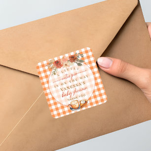 A Little Cutie Pie Floral Fall Themed Baby Shower Square Sticker