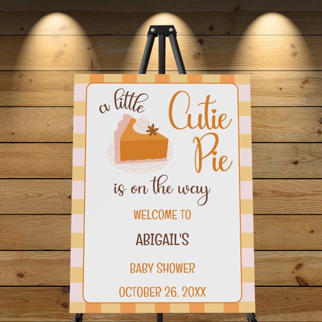 A Little Cutie Pie Gingham Fall Baby Shower Foam Board (Cutie Pie Gingham Fall Baby Shower Welcome Sign)