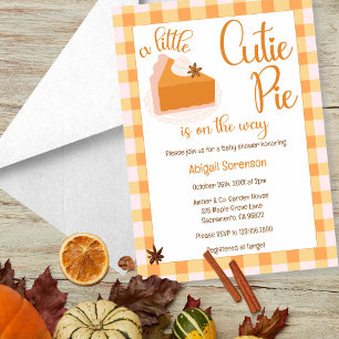A Little Cutie Pie Gingham Fall Baby Shower Invitation