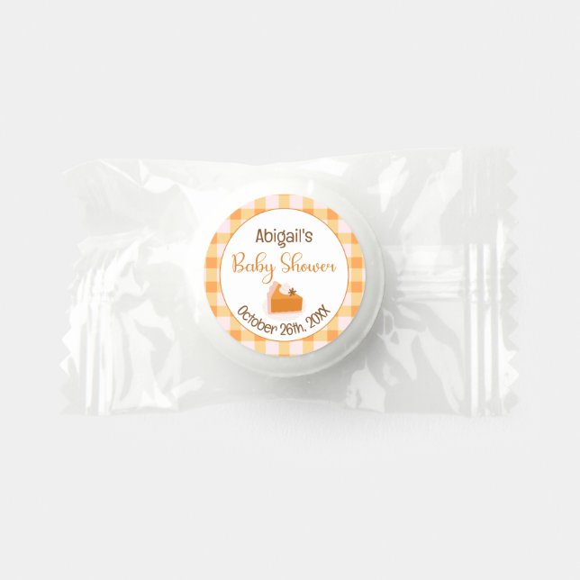 A Little Cutie Pie Gingham Fall Baby Shower Life Saver® Mints (Front)