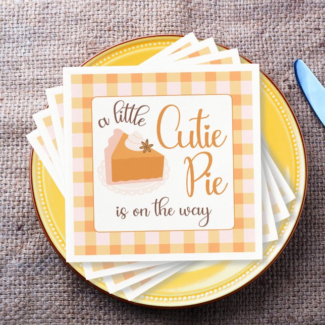 A Little Cutie Pie Gingham Fall Baby Shower Napkins (Cutie Pie Gingham Fall Baby Shower Napkins)