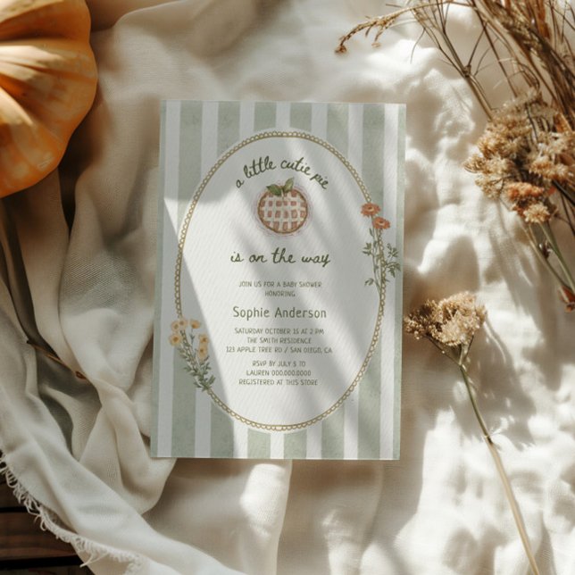 A Little Cutie Pie Green Cottage Baby Shower Invitation (Creator Uploaded)
