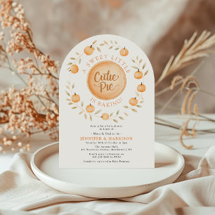 A Little Cutie Pie Is Baking Arched Baby Shower Invitation