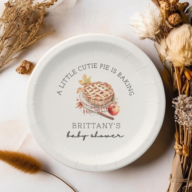 A Little Cutie Pie Is Baking Autumn Baby Shower  Paper Plates (A Little Cutie Pie Is Baking Autumn Baby Shower Paper Plates)