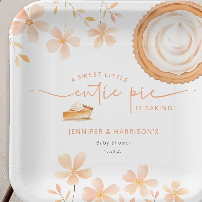 A Little Cutie Pie Is Baking | Baby Shower Paper Plates (Creator Uploaded)