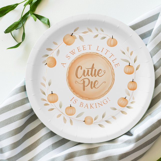 A Little Cutie Pie Is Baking | Baby Shower Paper Plates (Creator Uploaded)
