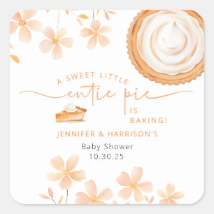 A Little Cutie Pie Is Baking   Baby Shower Square Sticker